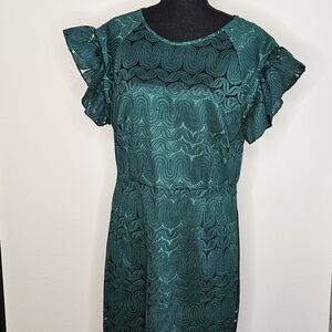 Trina Truk Green Lace Midi Dress